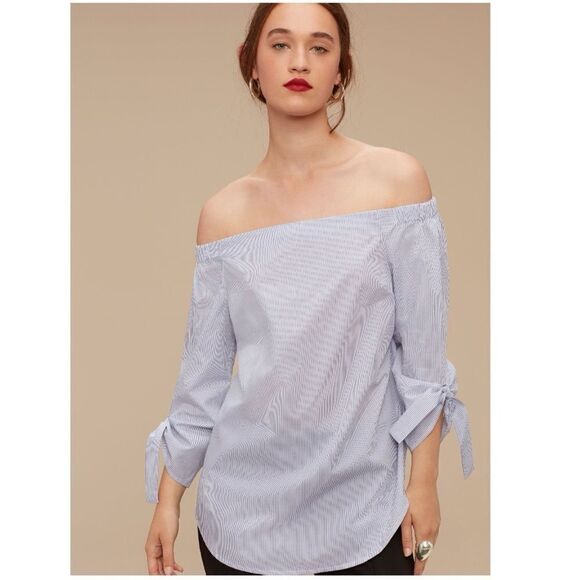 Aritiza “Babaton” Malika  Stripe Off Shoulder Top - Picture 3 of 9